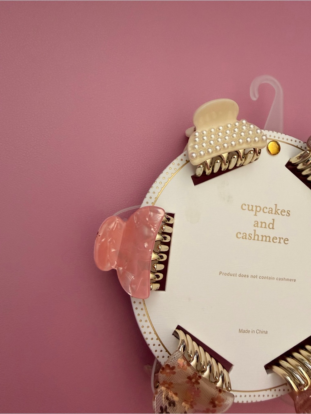 NWT cupcakes & cashmere Pink and Gold Petite Hair Claw Clip Set - Picture 8 of 8